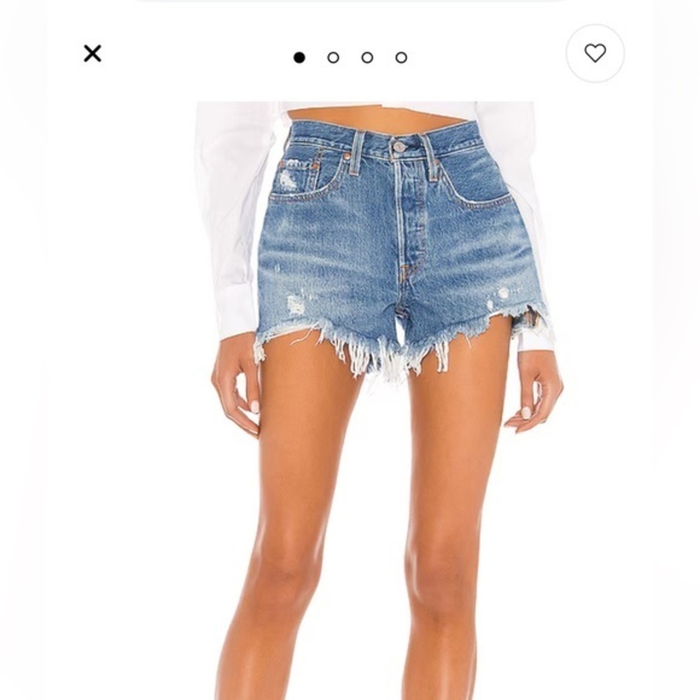 Levi's 501 Original Frayed Hem Blue Jean Shorts